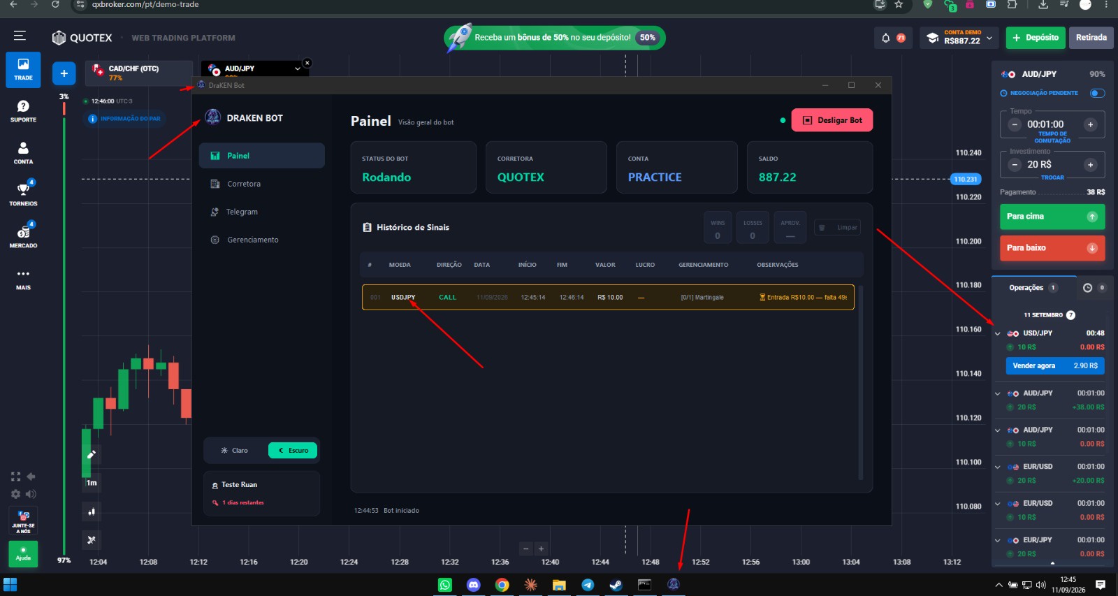 XDraKEN Bot em funcionamento 4